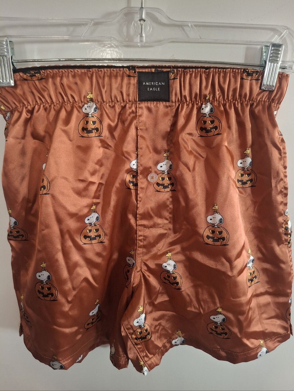 American Eagle Outfitters Orange Snoopy Pumpkin Print Shorts